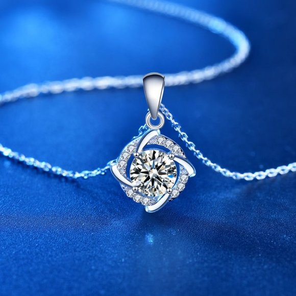 Certified 1ct. t.w. Diamond Moissanite Windmill Necklace NEW - Picture 5 of 8